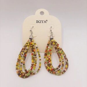 Multicolor Beaded Hoop Earrings